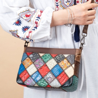 Vintage Colorful Patchwork Crossbody Bag