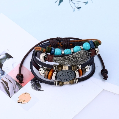 Multi-layer Beaded Cowhide Bracelet