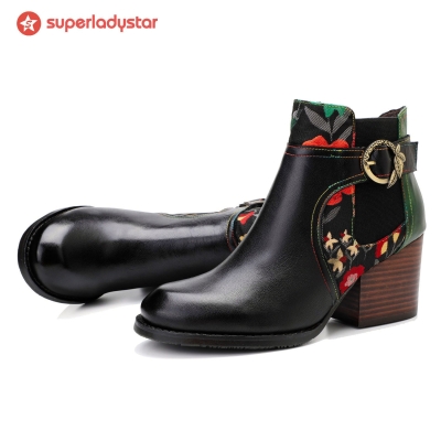 Vintage Handmade Stitching Comfort Ankle Boots