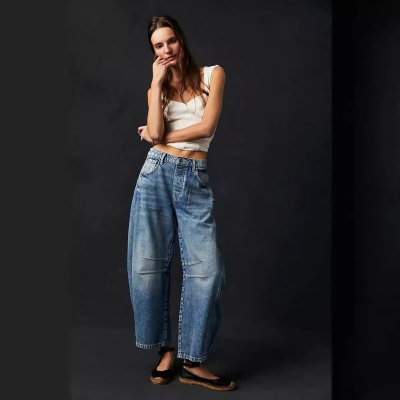 Casual Loose Mid-Waist Tapered Women's Jeans