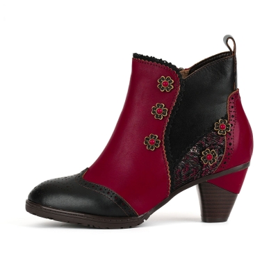Noble Rose Embroidered Ankle Boots