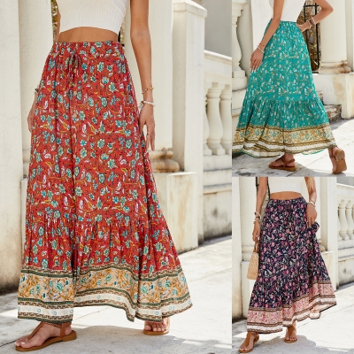 Printed Split Beach Vacation Skirt