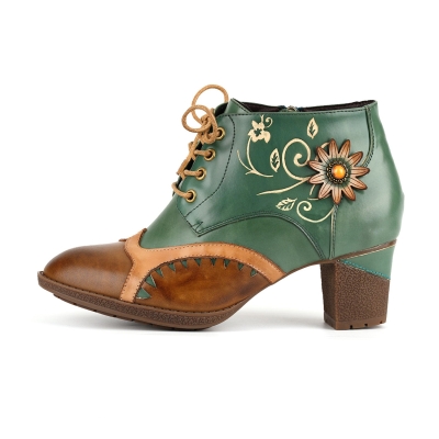 Elegant Vintage Embossed Lace-up Shoes