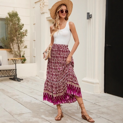 Printed Bohemian Beach Maxi Skirt