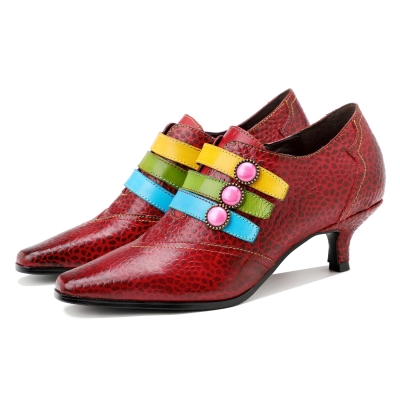 Vintage Fashion Colorful Buckle Shoes