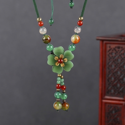 Petal Agate Vintage Minimalist Adjustable Necklace