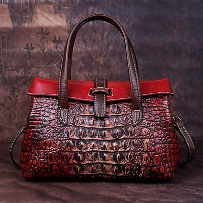 Vintage Cowhide Embossed Handbag Crossbody Bag