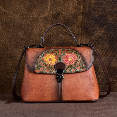 Embossed Leather Cross-body Women's Bag