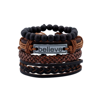 Multi-layer Beaded Cowhide Bracelet