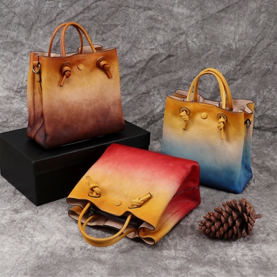Vintage Handmade Soft Gradient Color Durable Handbag