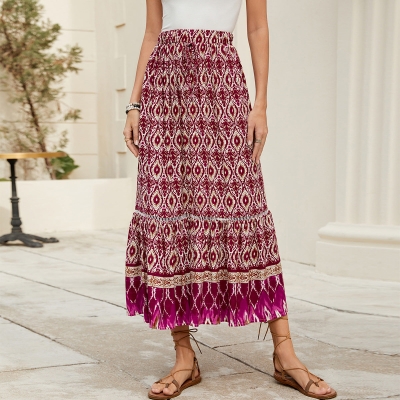 Printed Bohemian Beach Maxi Skirt