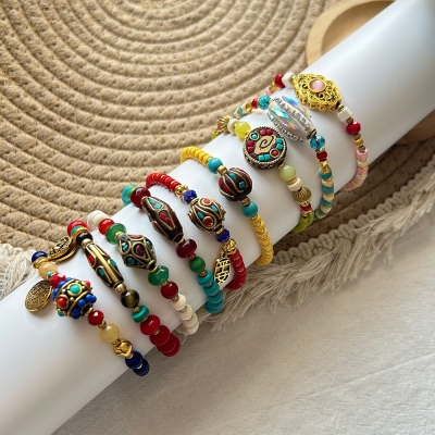 Vintage Chic Beaded Handmade Woven Bracelet