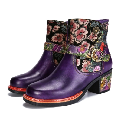Vintage Handmade Comfort Chunky Heel Booties