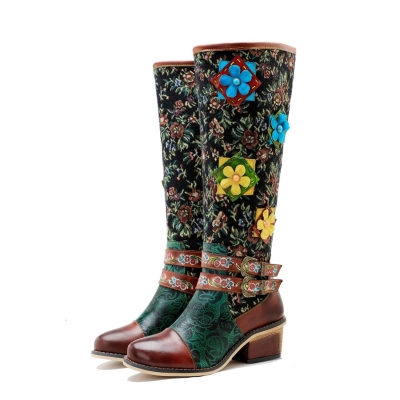 Vintage Handmade Stunning Floral Boots