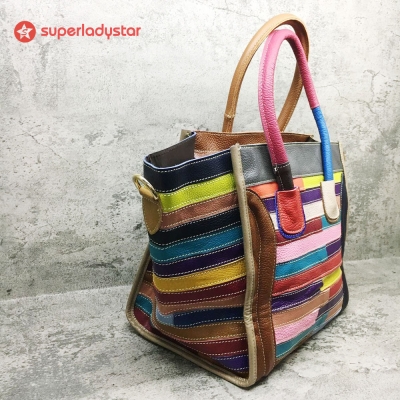 Handmade Large Patchwork Smiley Handbag