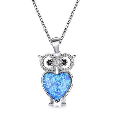 Owl Blue Opal Necklace