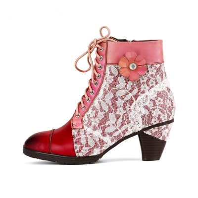 Vintage Lace Romance Ankle Boots