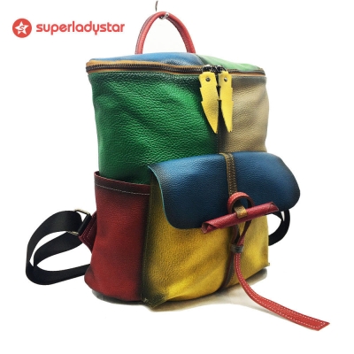 Retro Leather Rubbed Cowhide Bucket Bag